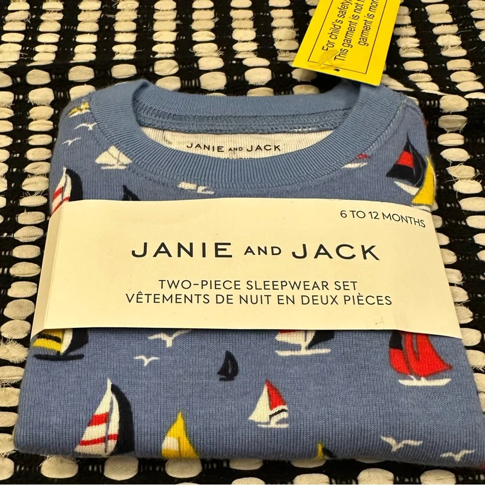 JANIE and JACK SAILBOAT TWO PIECE SET SHORT SLEEVE AND PANT PAJAMAS